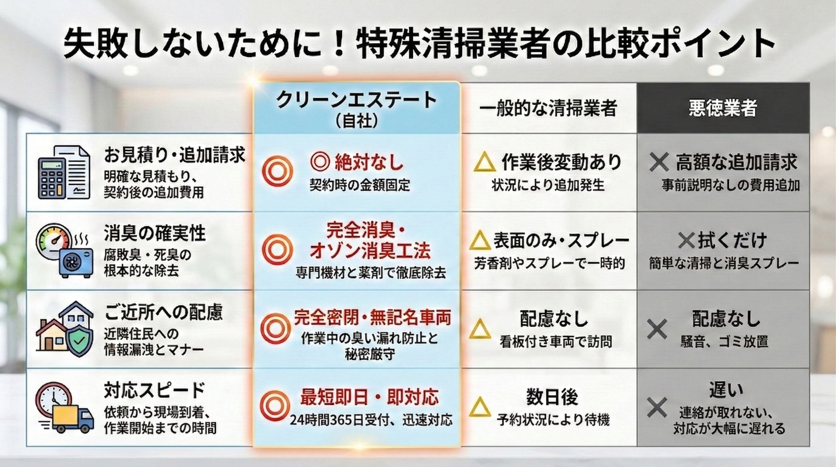 特殊清掃業者との比較